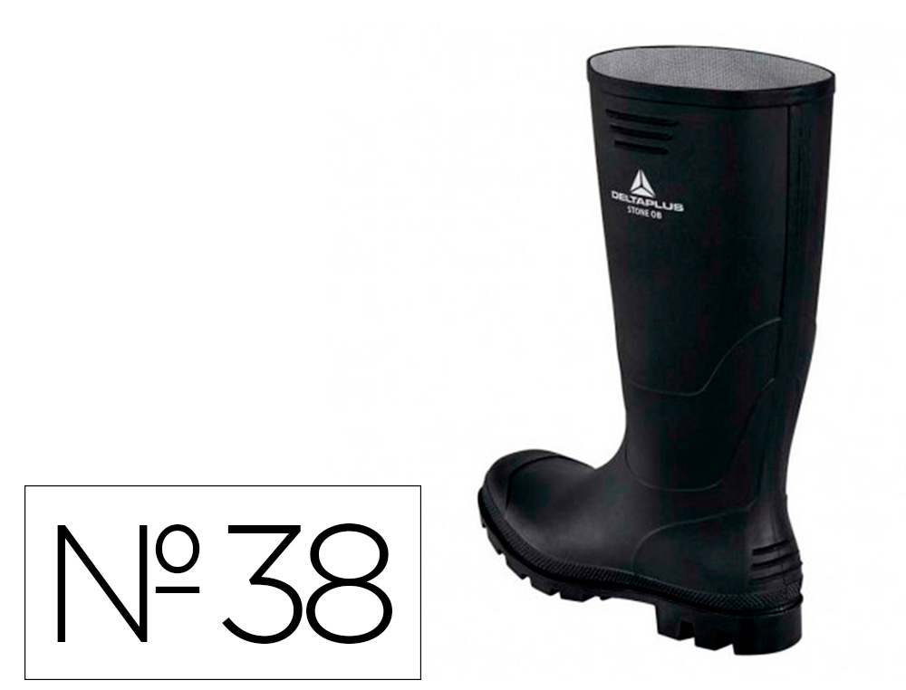 BOTAS DELTAPLUS DE SEGURIDAD STONE PVC NEGRO SUELA DE TACOS TALLA 38