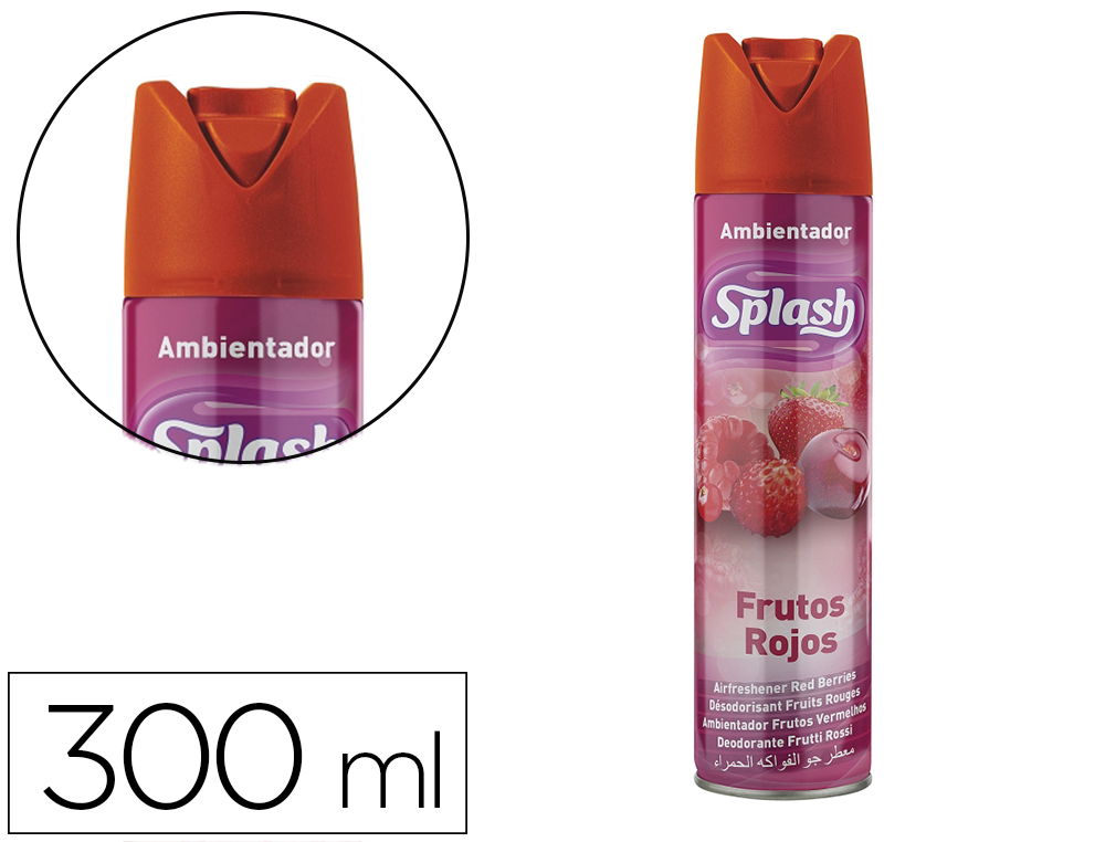 AMBIENTADOR SPRAY SPLASH AROMA FRUTOS ROJOS BOTE DE 300 ML